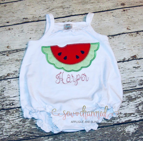 Girls Applique Watermelon Baby Girl Bubble Romper