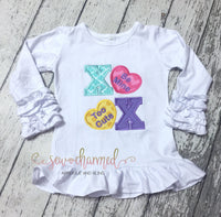 Girl's XoXo Applique Ruffle Shirt